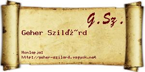 Geher Szilárd névjegykártya